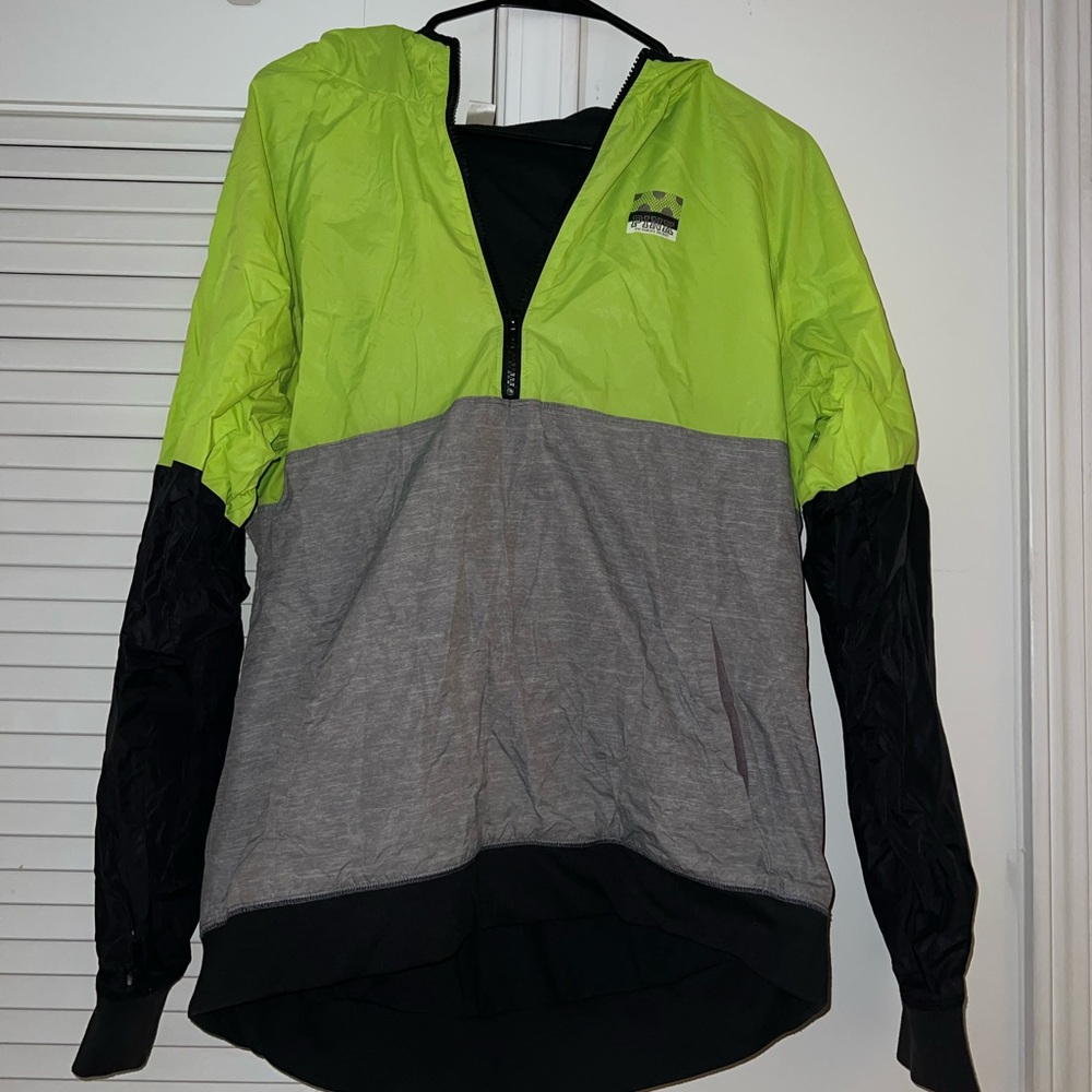 Lime Green and Gray Windbreaker Jacket